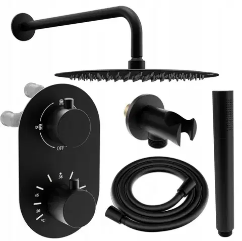 Kúpeľňové batérie MEXEN/S MEXEN/S - Kai DR70 spodomietkový sprchový SET + slim sprcha 25, čierny 77602DR7025-70