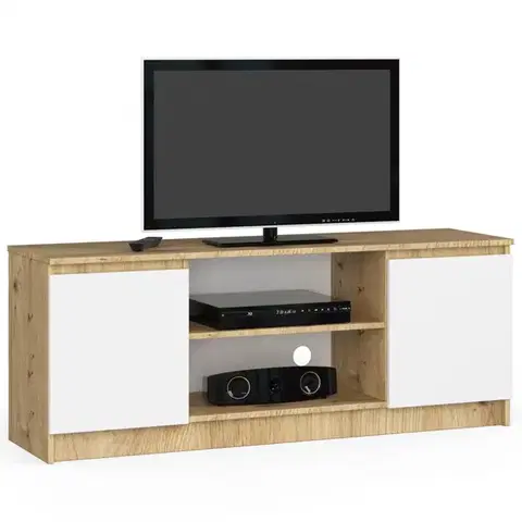 TV stolíky Dizajnový TV stolík ROMANA140, dub Artisan / biely