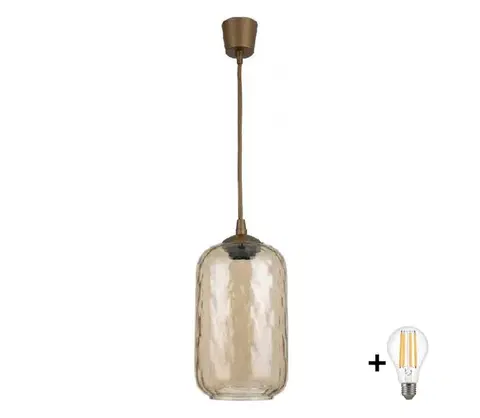 Svietidlá BRILAGI - LED luster na lanku R GLASS 1xE27/60W/230V priemer 14 cm hnedá/dymová hnedá NSTK7701+TK8611A