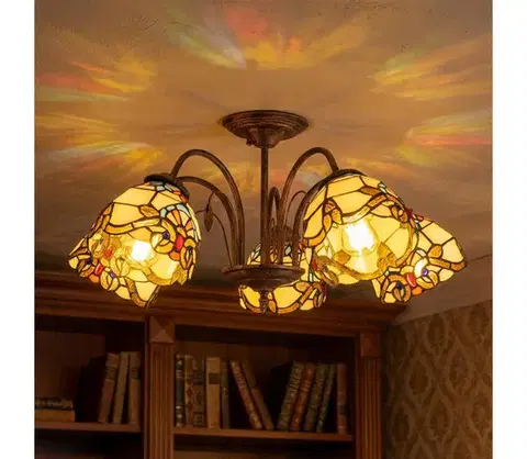 Svietidlá BRILAGI - Tiffany vitrážový prisadený luster MIRABELLA 5xE27/60W/230V priemer 60 cm BRD-12028/5xE27