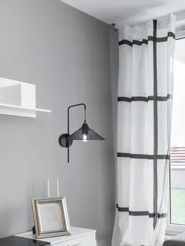 Nástenné svetlá Čierna kovová nástenná lampa E27 Kiruna Ledea