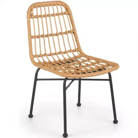 Kuchynské stoličky Stolička K401 Rattan/Tkanina/Kov Natural/čierna
