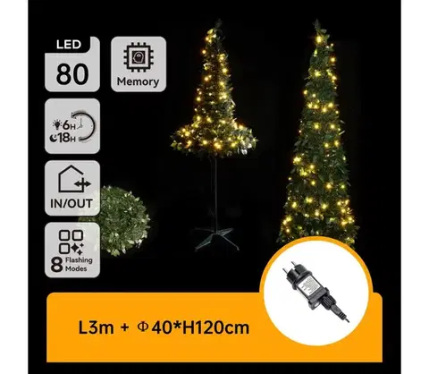 Vianočné dekorácie  B.V.  - LED vonkajší vianočný stromček 80xLED/230V 1,2m IP44 zelená teplá biela B10303AAZX