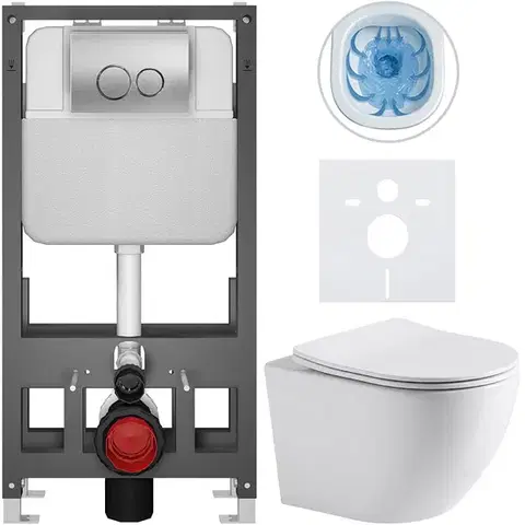 Záchody CERANO - Kompletný WC set Basic/Cesso - biela lesklá - WC tlačidlo Dualo/Strieborná - voľne stojaca - predstenová inštalácia - 49x36 CER-8050BD85937