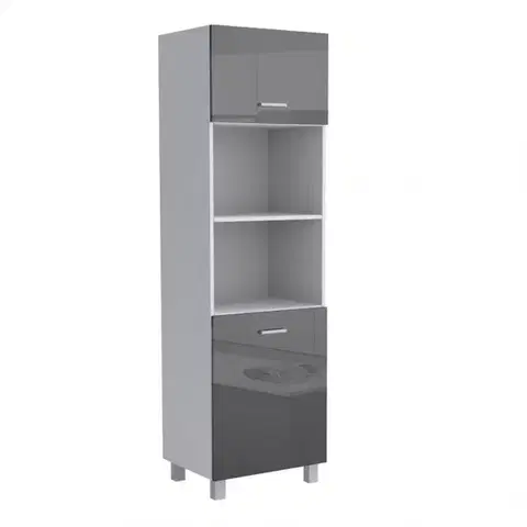 Kuchynské skrinky stojace Kuchynská skrinka Lucjan 60KPM 2F 2100 LUX čierna