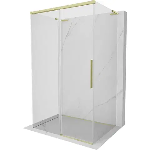 Sprchovacie kúty MEXEN/S - Rox-3S L sprchový kút 3 stenný, posuvný 125 x 75, transparent, zlato kartáčovaná 8C2L-125-075-55-00-3S