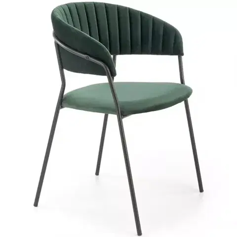 Čalúnené stoličky Stolička K426 Velvet/Kov Tmavozelený