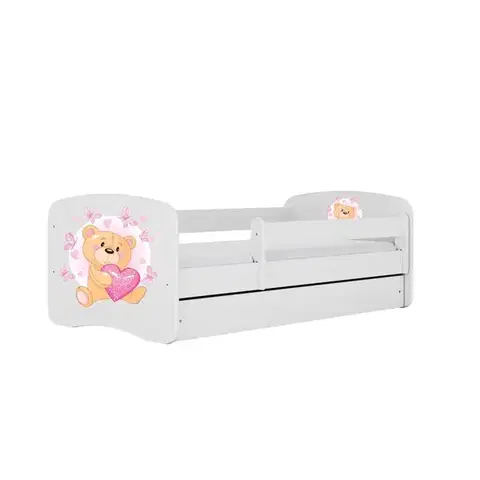 Postele pre dievčatá Detská posteľ Babydreams+Sz+M Biely 70x140 Medveď s motýľmi