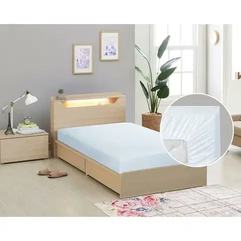 Plachty Bellatex Plátené prestieradlo s gumou svetlomodrá, 90 x 200 cm