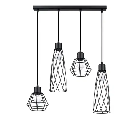 Svietidlá  SL.1167 - Luster na lanku SUBA 4xE27/15W/230V čierna SL.1167