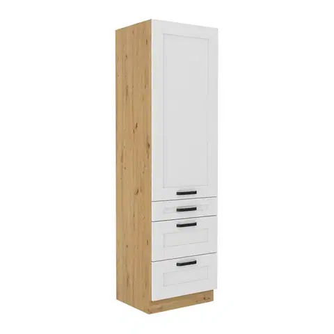 Kuchynské dolné skrinky KONDELA Lula 60 DKS-210 3S 1F potravinová skriňa biela / dub artisan