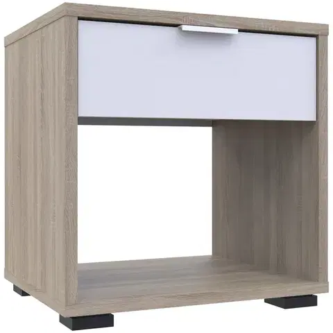 Nočné stolíky NABBI Nosen N2 nočný stolík dub sonoma / biela