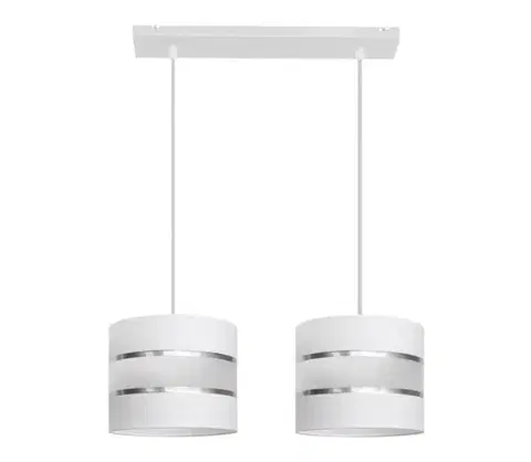 Svietidlá  Luster na lanku HELEN 2xE27/15W/230V biela W-L 0801/2 WT+SL+MAT