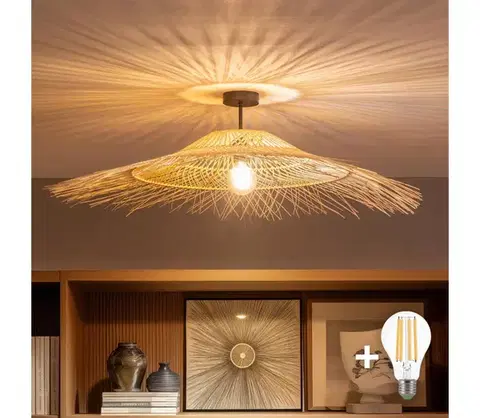Svietidlá BRILAGI - LED prisadený luster CERIA BOHO 1×E27/60W/230V, priemer 100 cm, čierna/béžová BG3989+EG781125