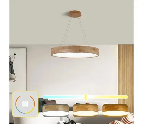 Svietidlá BRILAGI - LED závesný luster na lankách FALCON WOOD LED/40W/230V 3000/4000/6000K 60 cm drevo BRI534