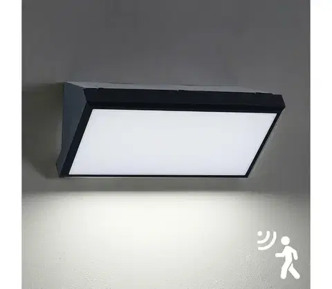 Záhradné lampy BRILAGI - LED vonkajšie nástenné svietidlo so senzorom TRIANGLE LED/20W/230V čierne BRI068