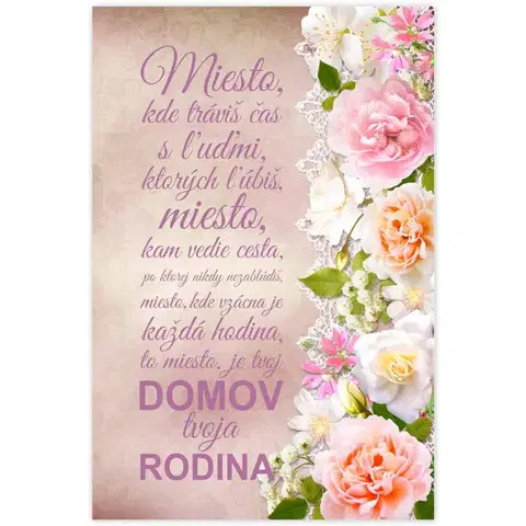 Obrazy s textom Obraz v ráme s ružami
