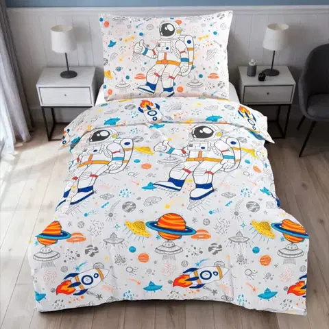 Obliečky Obliečky deluxe bavlnené Astronaut 200x140cm+90x70cm TiaHome