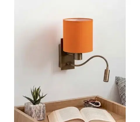 Svietidlá BRILAGI - LED flexibilné nástenné svietidlo NUBILA 1xE27/25W/230V + LED/3W mosadz/oranžová BG1557+BG2453