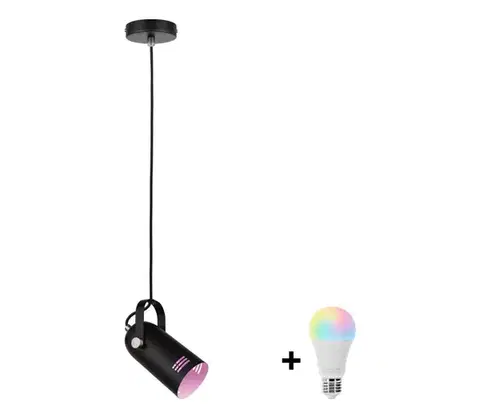 Svietidlá Paulmann 79766 - LED RGBW 1xE27/12W Luster na lankách LAVEA 230V čierny W4785+AI0819