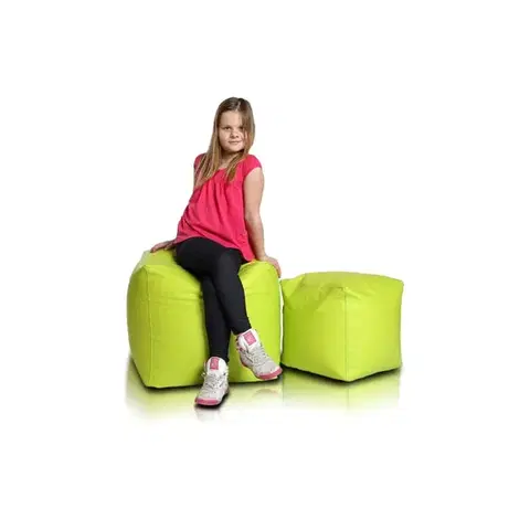 Sedacie vaky a kocky Sedací vak taburetka block kocka zelená limetková ekokoža TiaHome