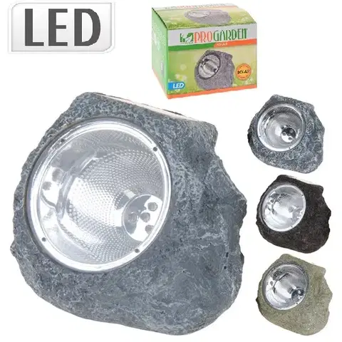 Záhradné dekorácie MAKRO - Solar kameň 4xled rôzne farby