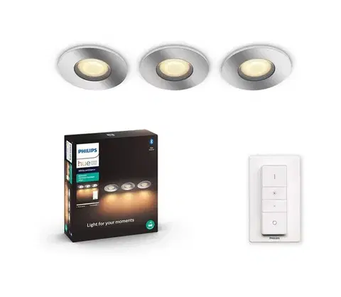 Svietidlá Philips - Sada 3× stmievateľných LED svietidiel do kúpeľne, 1× GU10/5W/230V, IP44 + diaľkové ovládanie 34176/11/P6