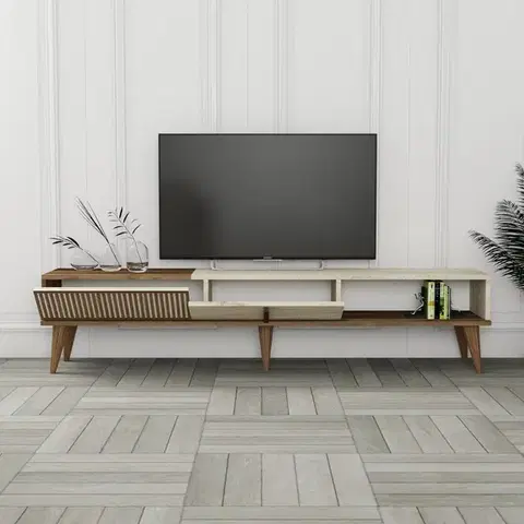 TV stolíky TV stolík Milan - Walnut, Travertine