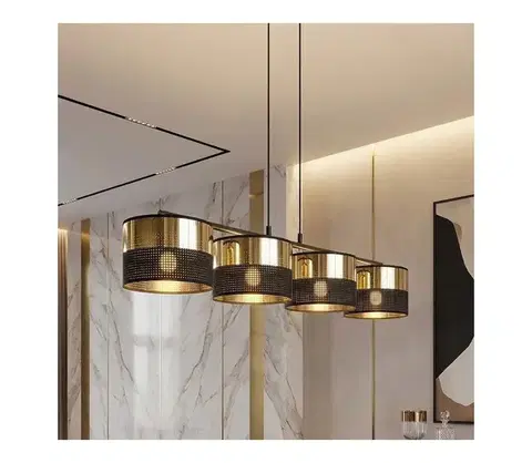 Svietidlá EMIBIG Závesný luster LUX na lanku 4xE27/15W/230V čierna/zlatá 1649/4