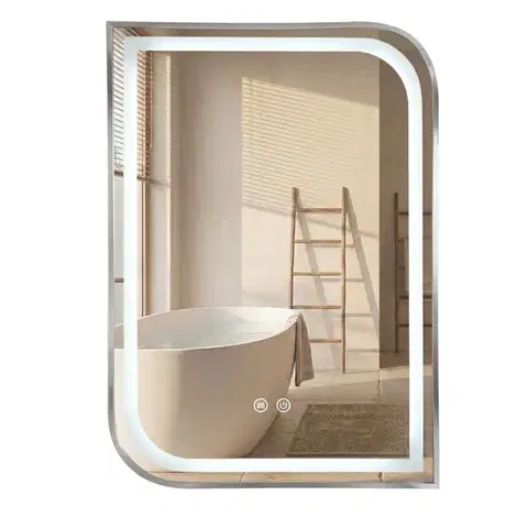 Kúpeľňové zrkadlá REA - Zrkadlo LED ZONE 80x60 BRUSH NICKEL HOM-00301