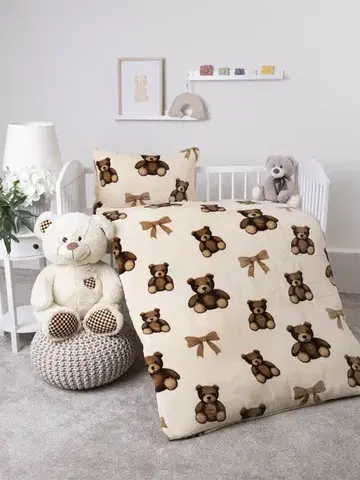 Detské obliečky MKLozkoviny.sk Obliečky mikroplyš do postielky Exclusive – Plyšové medvedíky - 100 × 135 cm - 40 x 60 cm