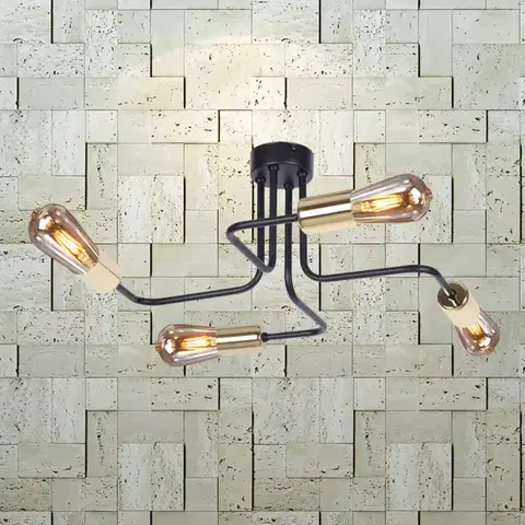 Moderné lampy do obývačky Luster Kuga Čierna/Zlatý K-4942 LW4