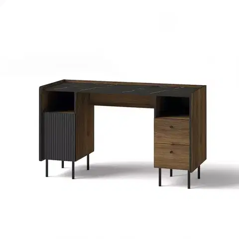 Písacie stoly Stôl Prestigo P9 Warmský orech/San Seb/čierny mat