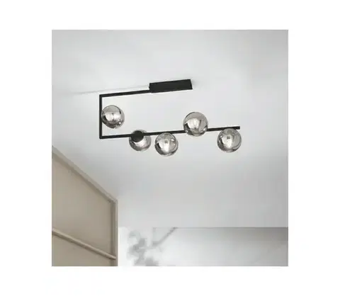 Svietidlá Ondaluce - Luster na tyči MONILE 5xE14/10W/230V čierna/dymová čierna PL.MONILE/NERO