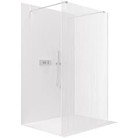 Sprchové dvere CERANO - Sprchová zástena Walk-in Onyx Duo Ľ/P - 8 mm - hranatá vzpera - chróm, ryhované sklo - 80x200 CER-8050BD1927