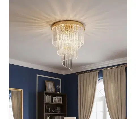 Svietidlá Ideal Lux - Krištáľový prisadený luster CARLTON 12xE14/40W/230V pr. 50 cm zlatá 213507