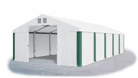 Záhrada Skladový stan 5x10x2,5m strecha PVC 560g/m2 boky PVC 500g/m2 konštrukcie ZIMA PLUS Bílá Bílá Zelená