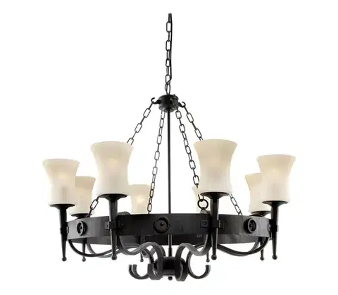 Svietidlá Searchlight 0818-8BK - Luster na reťazi CARTWHEEL 8xE27/60W/230V čierny 0818-8BK