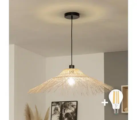 Svietidlá BRILAGI - LED luster na lanku CERIA BOHO 1xE27/40W/230V priemer 100 cm bambus BG3987+EG781125