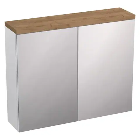 Závesné kúpeľňové skrinky KÚPEĽŇOVÁ ZRKADLOVÁ SKRINKA 80 OVO BIELY POĽSKÝ
