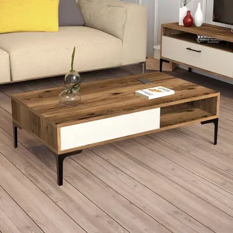 Konferenčné stolíky Konferenčný stolík Istanbul - Walnut, Cream
