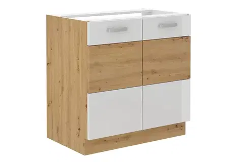 Kuchynské skrinky AXEL kuchynská skrinka 80 ZL 2F, biely lesk/dub artisan