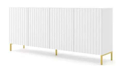 Komody ArtBm Komoda WAVE 200 | 4D Prevedenie: Biely mat / zlaté nohy