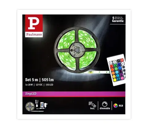 LED osvětlení Paulmann 78978 - LED RGB/20W Stmievateľný pásik SIMPLED 5m 230V + DO 78978