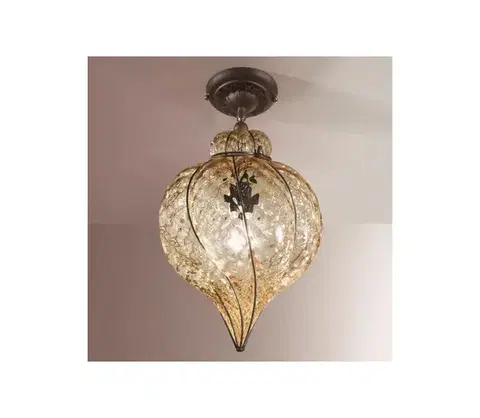 Svietidlá SIRU - Prisadený luster GOCCIA 1xE27/60W/230V pr.25 cm béžová/hnedá benátske sklo MC111-035ABB
