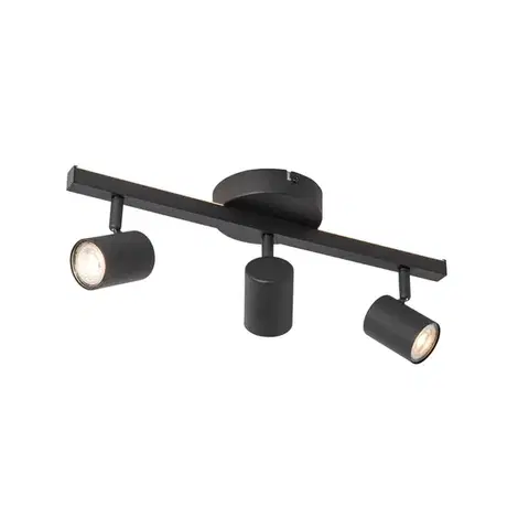 Bodove svetla Stropný reflektor čierny GU10 50mm 3-svetelný vrátane podsvietenia a 3-cestného vypínača - Back Up