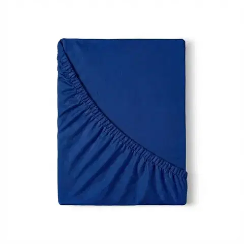 Plachty Kvalitex Saténové prestieradlo s gumou tmavomodrá, 160 x 200 cm