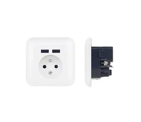 Predlžovacie káble  Domová zásuvka s USB FRENCH 250V/16A PWSF2U