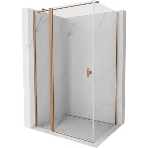 Sprchovacie kúty MEXEN/S - Mist T sprchovací kút dvere krídlové 115 x 110, transparent, meď kartáčovaná 8A4T-115-110-65-00