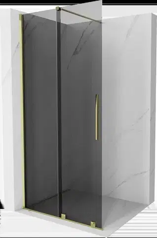 Sprchové dvere MEXEN/S - Velar Sprchová zástena posuvná Walk-in 120 x 200, grafit 8 mm, zlato 871-120-000-43-50